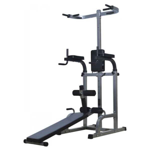 Soozier Pull Up Bar Station Power Tower for Home Gym Training Workout Equipment with Sit Up Bench 