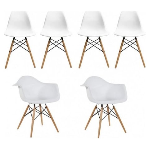 Eiffel Dining Chairs Natural Wood Legs, Eames Style Dining Chair Black