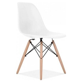 Modern Design Eames Style Eiffel Dining Chairs Natural Wood Legs  Combination of Arm & Side Chairs Molded Plastic Top Side Chairs White - Set  of 6 | Atlantic Superstore