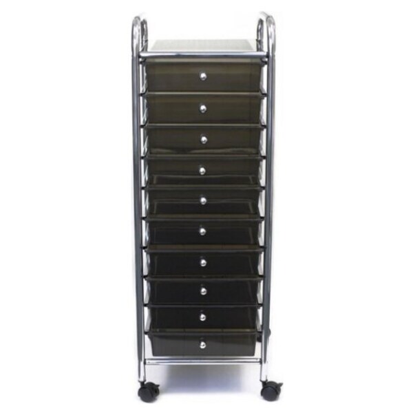 Rolling Organizer Storage Home Utility Cart 10 Drawer Multi Color Steel Frame 