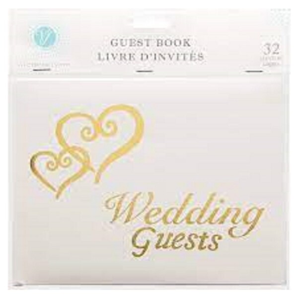 Linked Hearts Wedding Guest Book Silver by Victoria Lynn Hearts & Silver Letteri 