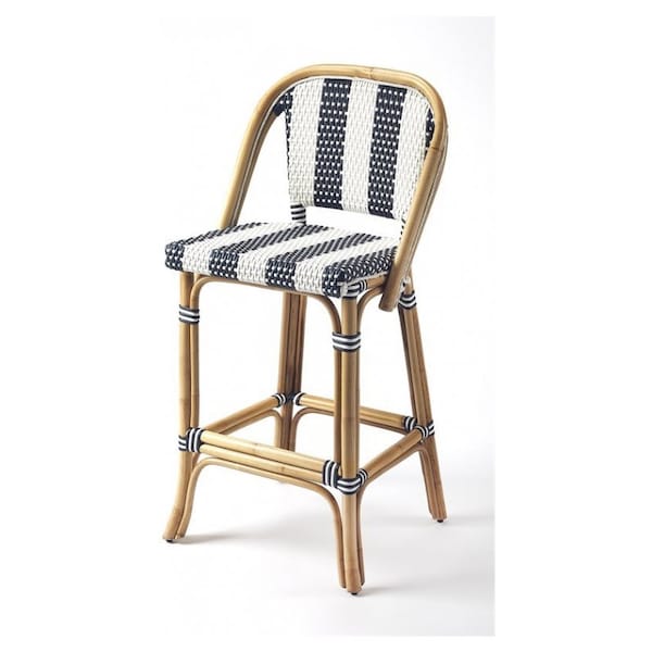 blue wicker stool