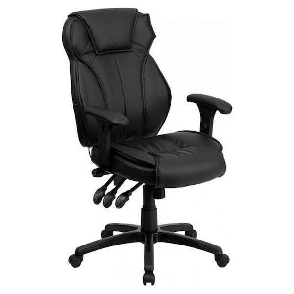 Kingfisher Lane High Back Leather Executive Office Chair in Black | Valumart