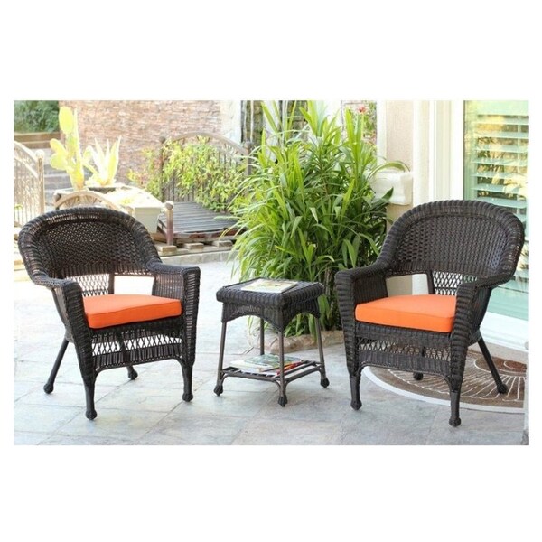 Jeco Wicker Patio End Table in Black 