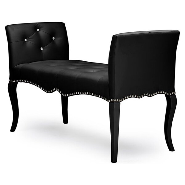 Bowery Hill Modern Faux Leather Tufted Bench in Black and Wenge 