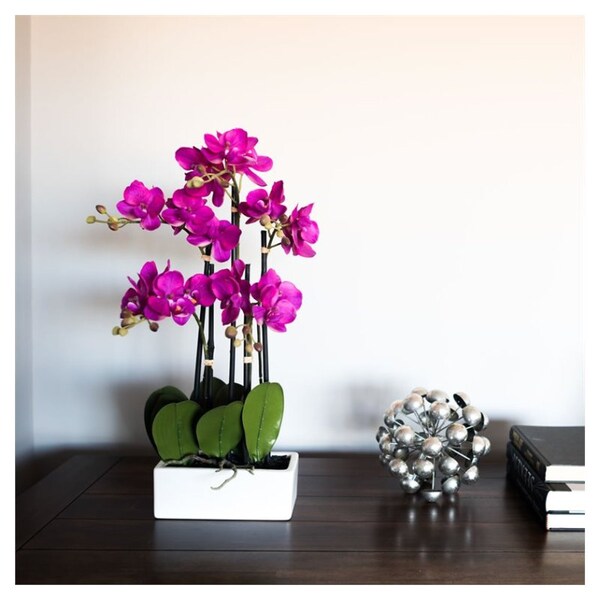 Vickerman Vickerman Orchidée artificielle contemporaine en plastique de 21  pouces en violet | Maxi