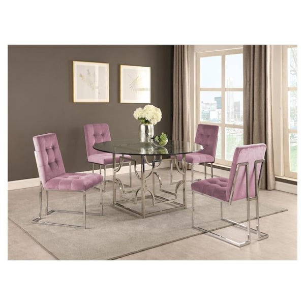 pink and silver dining chair