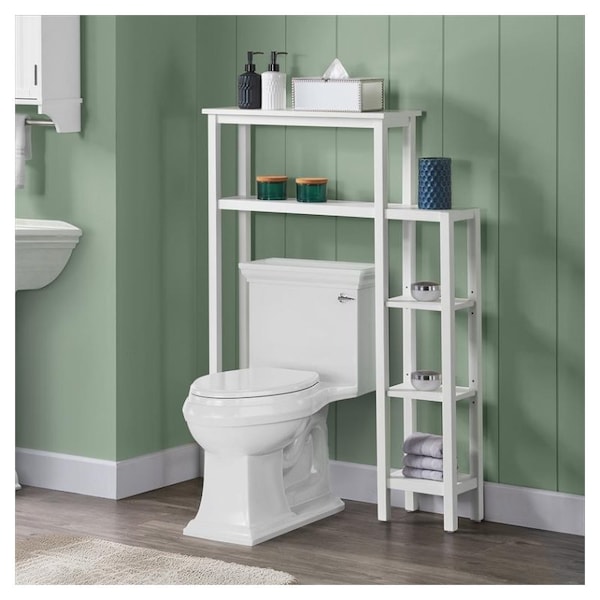 white wooden bathroom storage