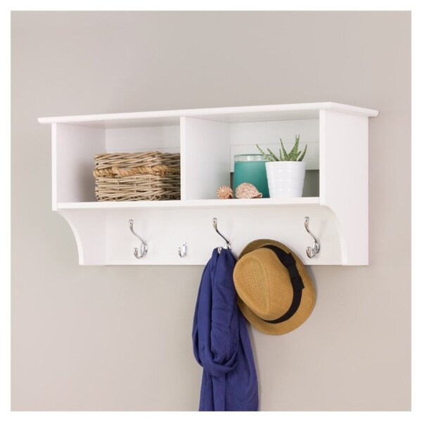 Wright Home Laminated Wooden 5 Hook Wall Coat Rack in White Finish