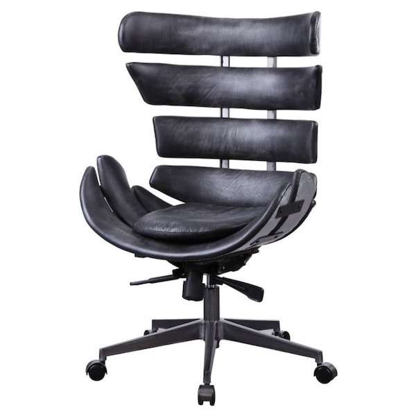 ACME Megan Leather Upholstered Office Chair in Vintage Black and Aluminum |  Independent City Market