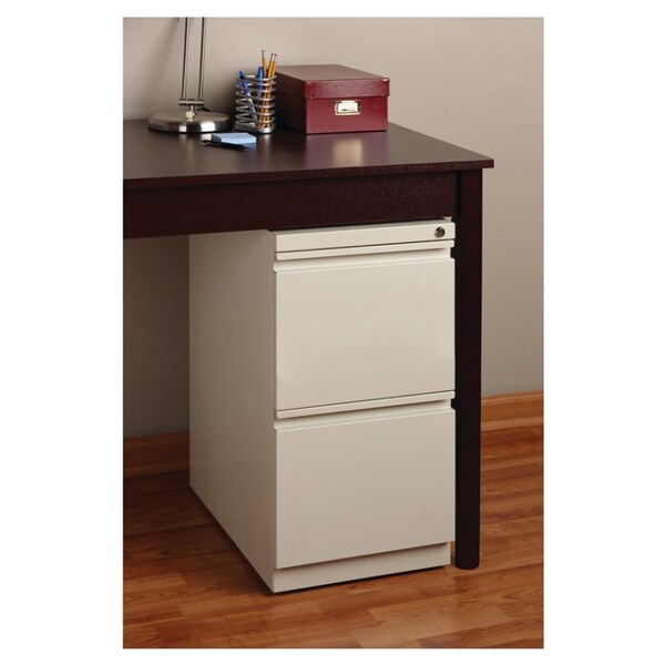 White Office Dimensions 20-inch Deep 2-Drawer File with Full Width Pull Mobile Pedestal 