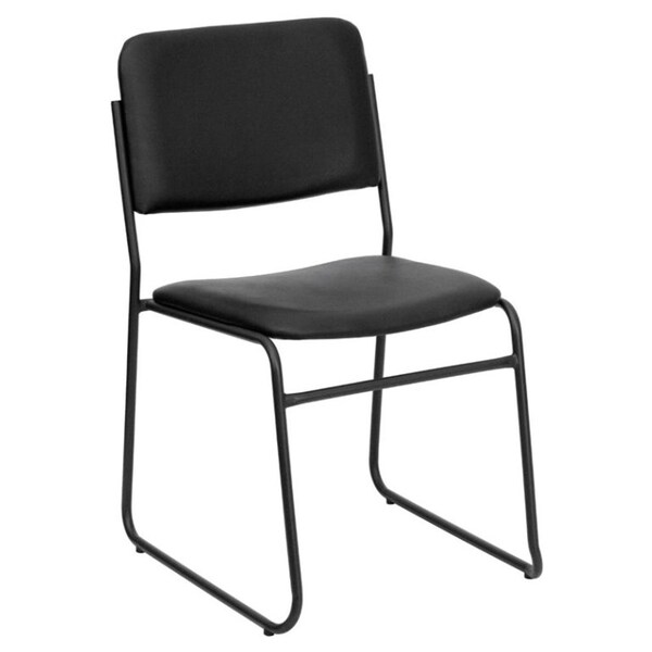 My Friendly Office MFO 1000 lb Capacity Black Fabric High Density Stacking Chair with Chrome Sled Base 