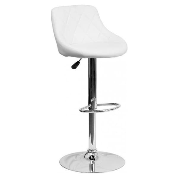 white bucket bar stools