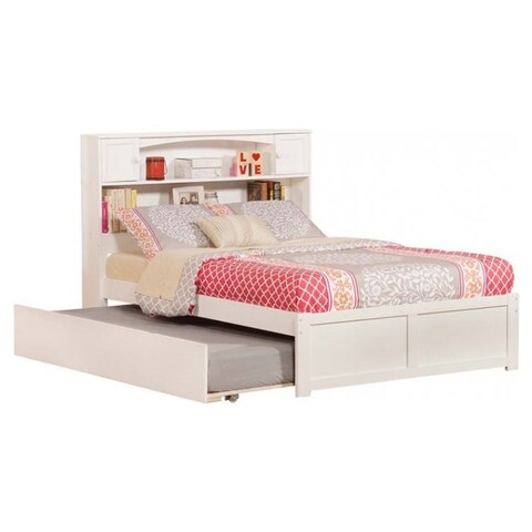 Atlantic Furniture Newport Urban Full, White Full Size Bookcase Bed With Trundle