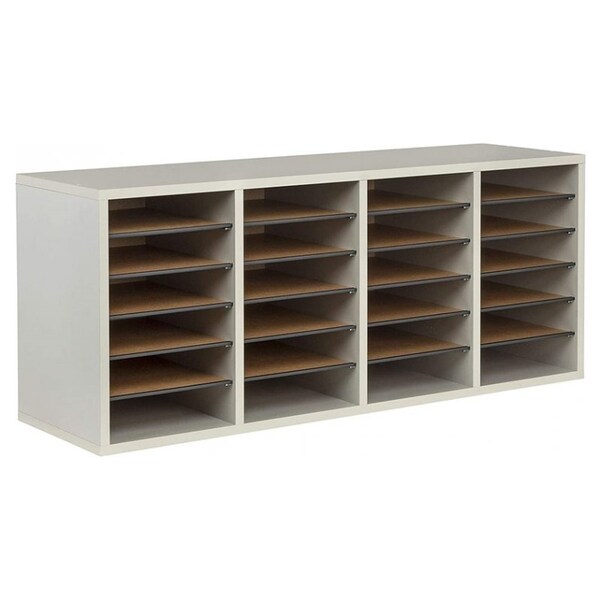 Scranton & Co Grey 16 Compartment Wood Adjustable File Organizer 