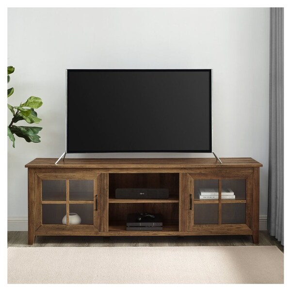 White/Teak WE Furniture TV Stand 58 