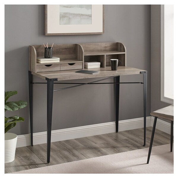 industrial style desk with shelves