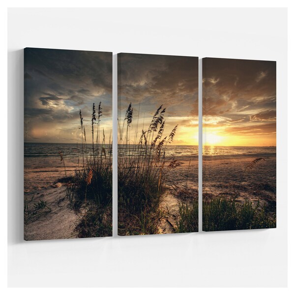 Framed Print Picture Tropical Sea Beach Art Rugged Ocean Coastline at Sunset 
