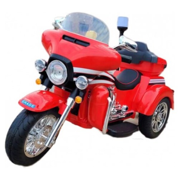 Red Police Electric Ride On Motorcycle Vehicle w/ Lights Music Storage Box Police Motorcycle for Kids,12V Kids Motorcycle for 3-8 Battery 3 Wheel Motorcycle Kids Bike 