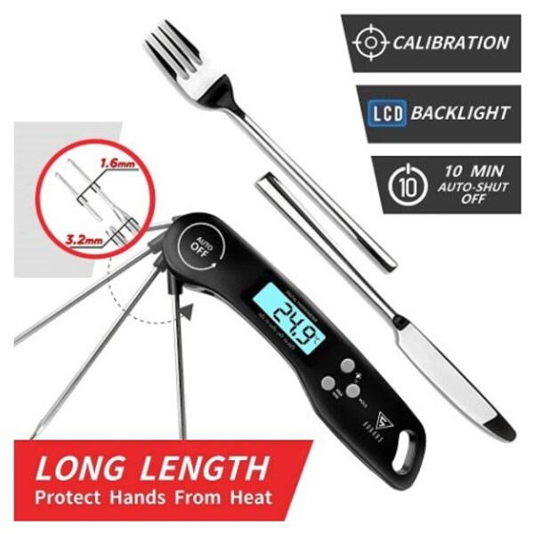 Milk Tea Candy BBQ Grill Smokers Digital Meat Thermometer Super Fast Instant Read Thermometer BBQ Thermometer with Calibration and Backlit Function Cooking Thermometer for Food 