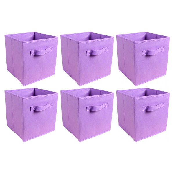 Clothes Storage Box Light Purple 27 x 27 x 27cm Amazing Tour 4 Pack Foldable Storage Fabric Cubes with Handles Collapsible Fabric Organiser 