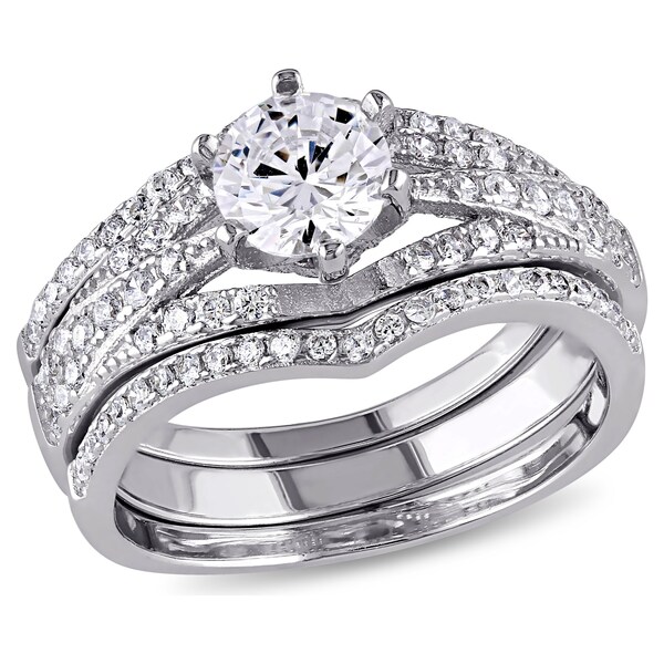 Amour Sterling Silver Cubic Zirconia Bridal Ring set 