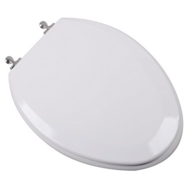Plumbing Technologies Deluxe Square Front MDF Wood Elongated Toilet Seat White 