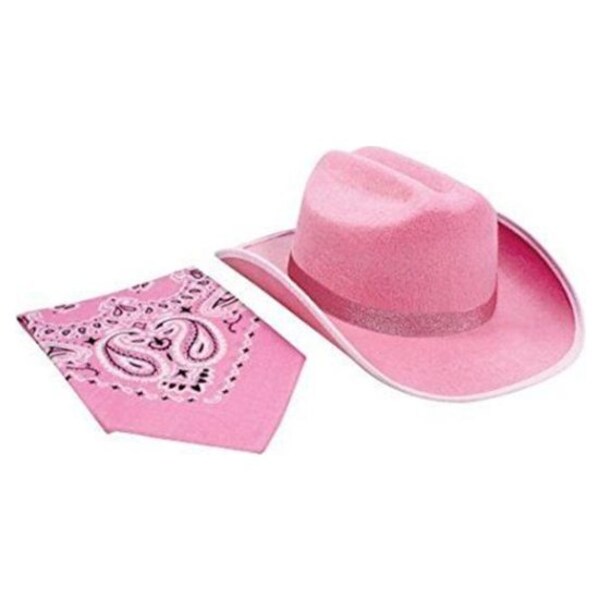 Youth Pink Sparkle Aeromax Junior Cowboy Hat with Bandanna 