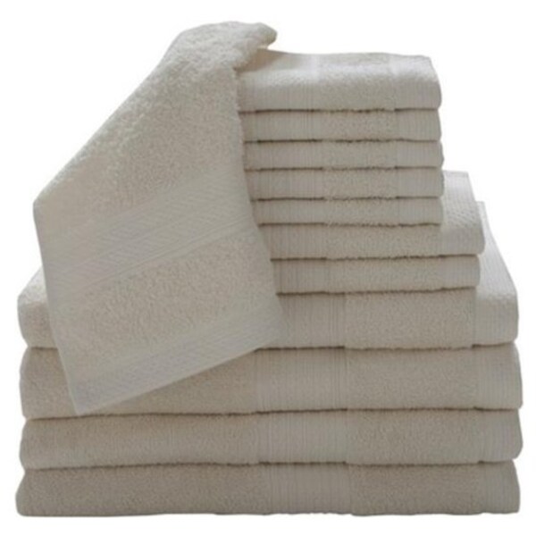 Baltic Linen 0353262420  100 Percent Cotton  12 Piece Luxury Towel Set Cream 