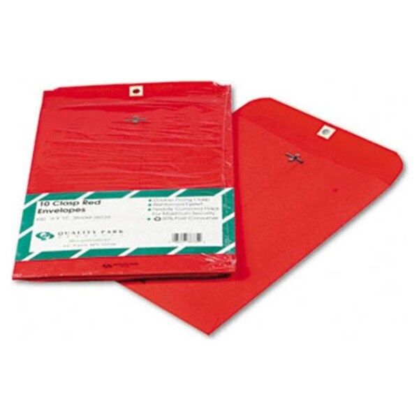 Quality Park Fashion Color Clasp Envelope 9 x 12 28lb Red 10/Pack 38734 