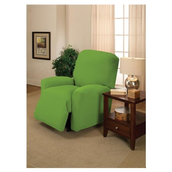 -FITS MOST CHAIRS JERSEY RECLINER COVER----LAZY BOY----LIME GREEN---"STRETCHES" 