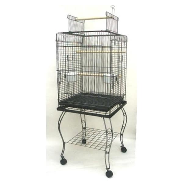 YML 20-Inch Open Top Parrot Cage with Stand White 