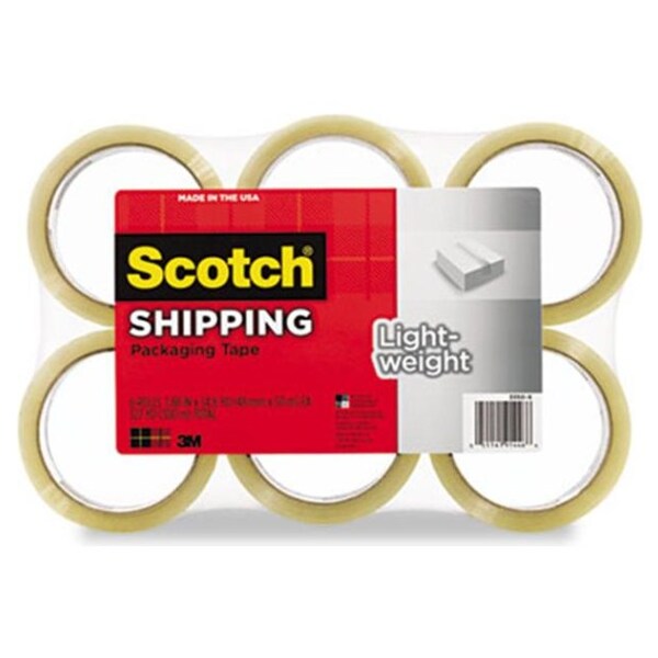 Scotch Lightweight Shipping Packaging Tape 1.88 Inches x 54.6 Yards, 