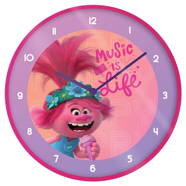 Trolls 2 Music Is Life Wall Clock (Pink/Purple)
