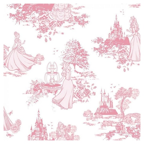 Disney Princess Disney Princess Toile De Jouy Graham & Brown Wallpaper  (White/Pink) | Real Canadian Superstore