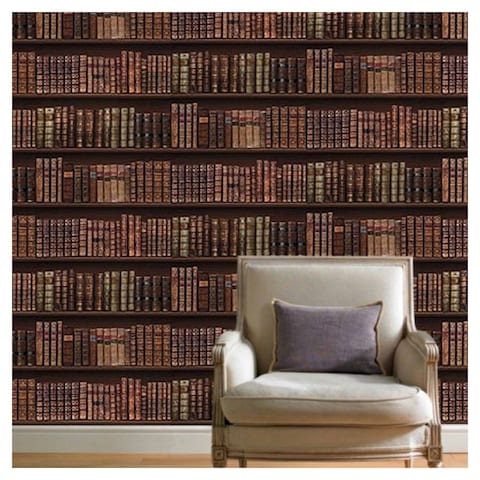 Direct Wallpapers Direct Wallpapers Bookcase Antique Wallpaper (Brown/Gold)  | Independent City Market