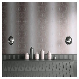 Muriva Muriva Kayla Geometric Metallic Textured Wallpaper (Blush/Silver) |  Your Independent Grocer