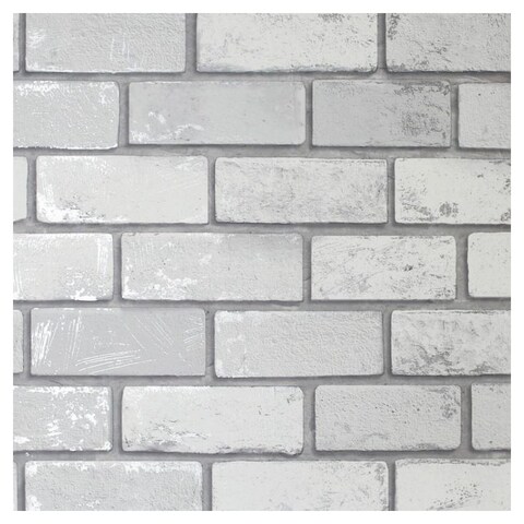 Arthouse Arthouse Brick Wallpaper (White/Grey/Silver) | Fortinos