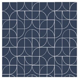 Rasch Rasch Symmetry Geometric Wallpaper (Navy/Silver) | Fortinos
