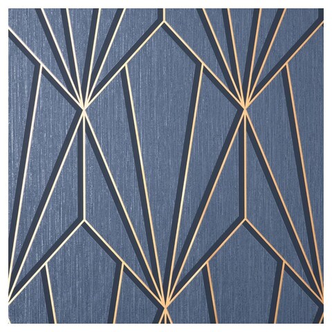 Fine Decor Fine Decor Cascade Geometric Wallpaper (Navy/Gold) | Zehrs
