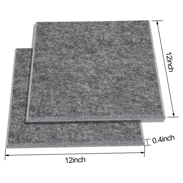 High Density Acoustic Sound Absorbing Panels AGPTEK 12 Packs Acoustic Absorption Panels 12X12X0.4 Inches Sound Insulation Panels Beveled Edge Tiles Acoustic Panel Great for Home&Offices-Sliver Grey 