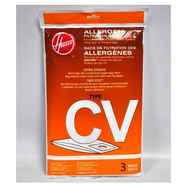 Hoover 401010SR Allergen Filtration Vacuum Cleaner Bags 3/pk 