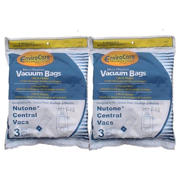 6 Vacuum Bags for Nutone CV450 44186 CF3918 CV10 Classique Series w/ Micro Kit 