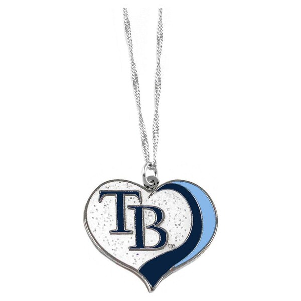 Aminco Officially Licensed Swirl Heart Necklace and Earring Set Tampa Bay Rays 