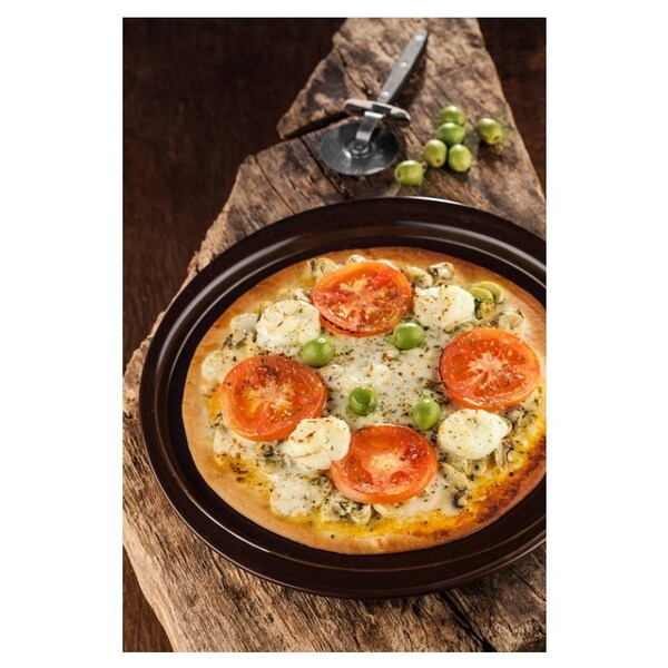 Pizza Stone 28cm Round Griddle Pan with Handles Cast Iron Baking Stone 