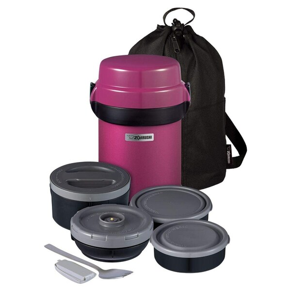 Bento Stainless-Steel Vacuum Lunch Jar with Carry Bag Zojirushi SL-NCE09 Ms 