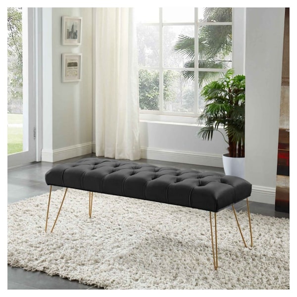 black and gold dining bench