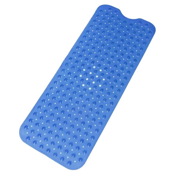 yuanqiao Anti-slip Rectangle Pebbles Shower Mat Machine Washable Anti-Bacterial Tub Shower Mats Black with Suction Cup Safety Bath Mat 88cm x 40cm 