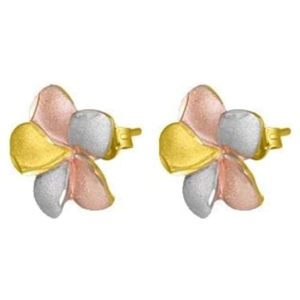 gold flower stud earrings