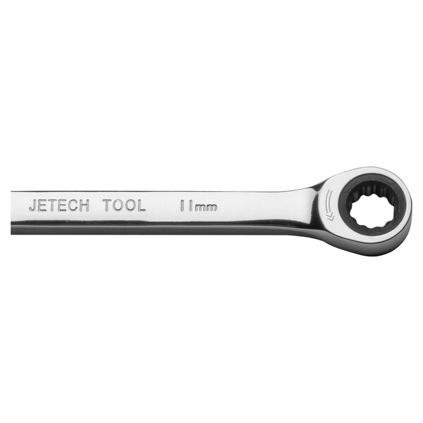 Metric Industrial Grade Cr-V Steel Gear Spanner in Polished Chrome Finish Jetech 11mm Ratcheting Combination Wrench 